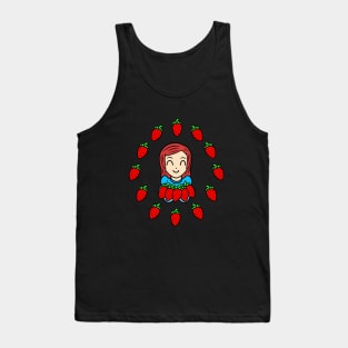 Cute girl with strawberries Tank Top